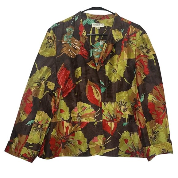 Coldwater Creek Jackets & Blazers - Coldwater Creek Women’s Open Front Blazer Jacket Size XL 100% Silk Floral